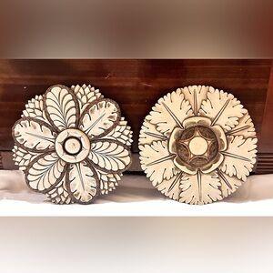 Distressed Wood and Resin Rosette Wall Art Duo
12” x 12”
